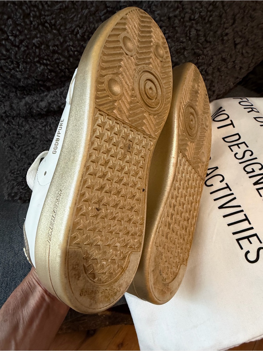 Golden Goose Women's White Sneakers with Metallic Gold Heel and Sole - Picture 3 of 5